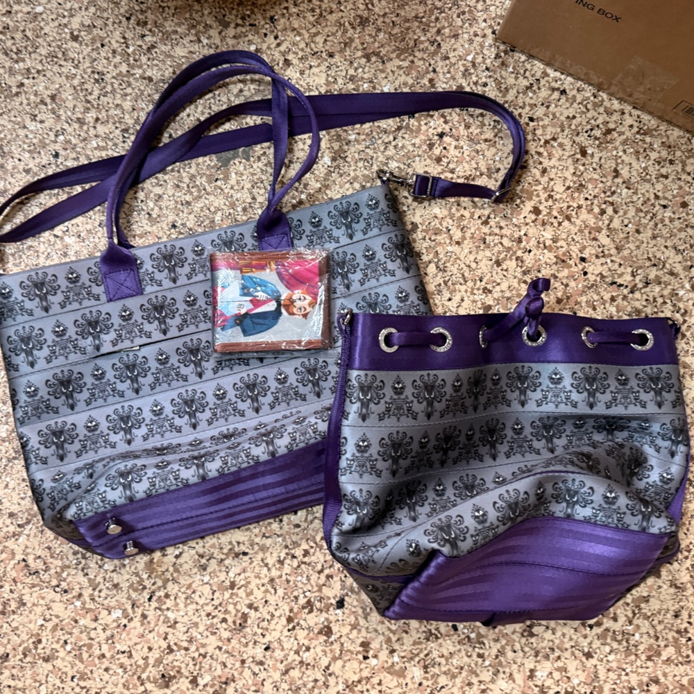 Lot of 3️⃣: Harveys Disney Haunted Mansion tote, Parkhopper & BF billfold wallet